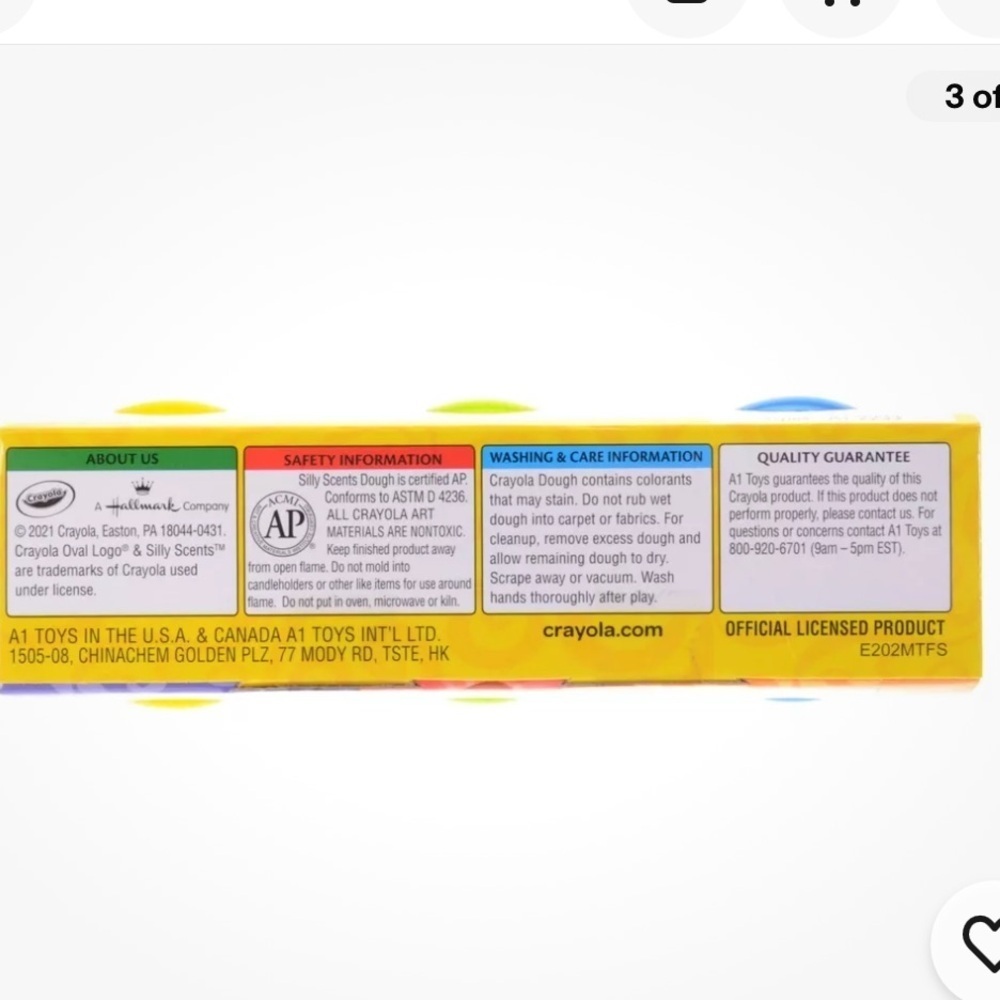 NEW Crayola Silly Scents Dough 3-Pack 2+ Purple/Yellow/Green - Picture 6 of 7